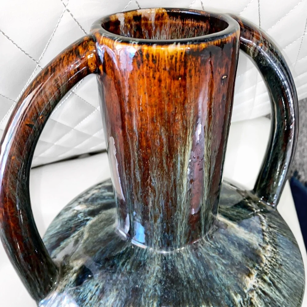 Large Z Gallerie Santorini Primitive 2 Handle Jug Vase
